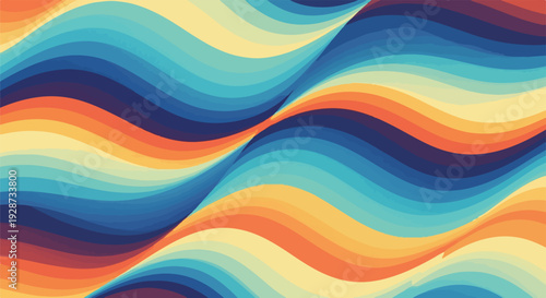 Colorful, wavy stripes of varying hues create a dynamic and flowing pattern