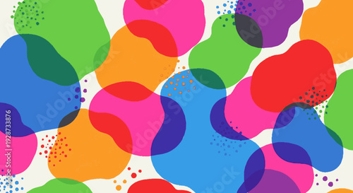Vibrant abstract colorful shapes with rounded edges and soft pastel background creating a lively and playful atmosphere with diverse colors