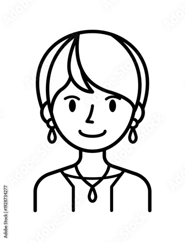 ベクターイラスト素材：笑顔の若い女性アイコン