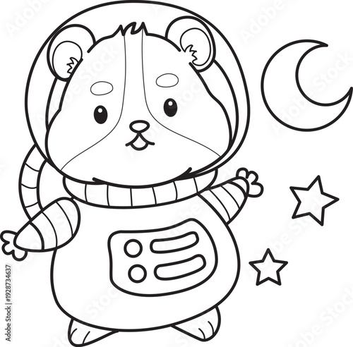Coloring pages of Cute set of hamster sticker with activity.  Outline of hamster 