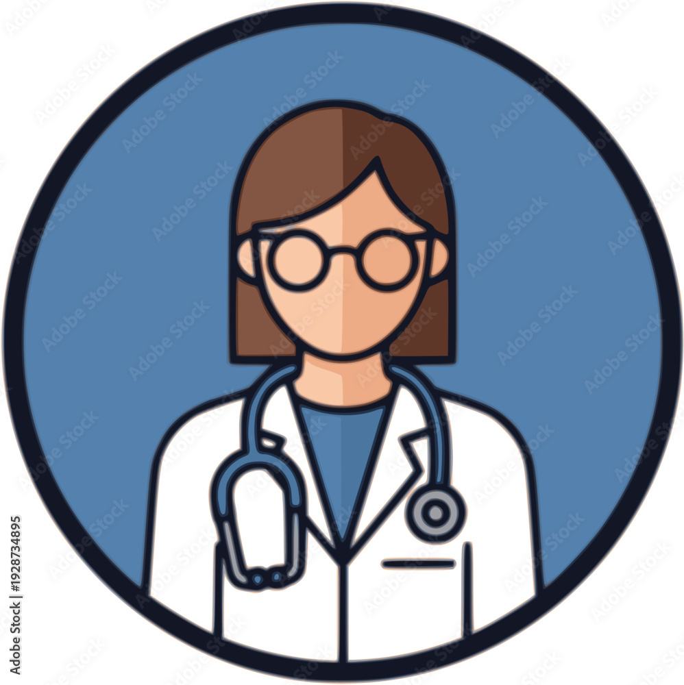 Fototapeta premium Female Doctor Avatar Vector – Healthcare Professional Flat Profile Icon