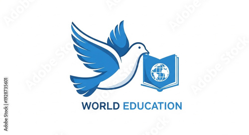 White Dove Flying with Open Book.