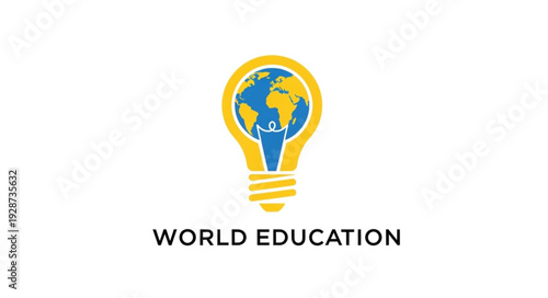 World Education Lightbulb Globe Illustration Symbol.