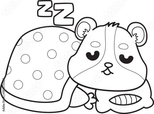 Coloring pages of Cute set of hamster sticker with activity.  Outline of hamster 