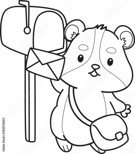 Coloring pages of Cute set of hamster sticker with activity.  Outline of hamster 