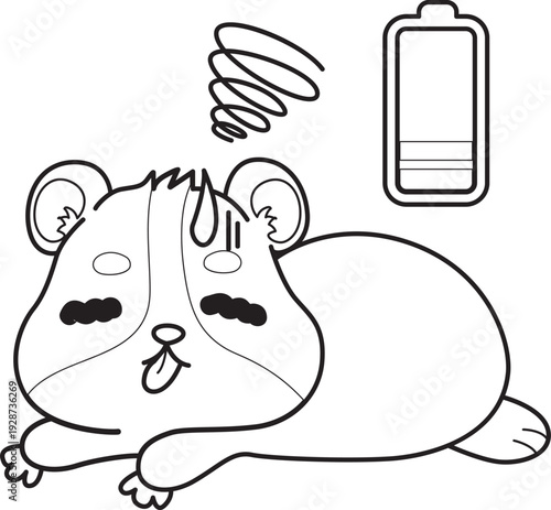 Coloring pages of Cute set of hamster sticker with activity.  Outline of hamster 