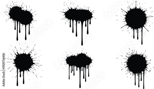 Black ink splatter design elements collection