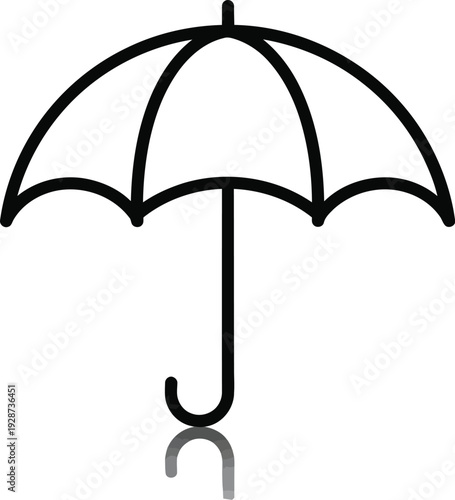 Simple black outline umbrella icon