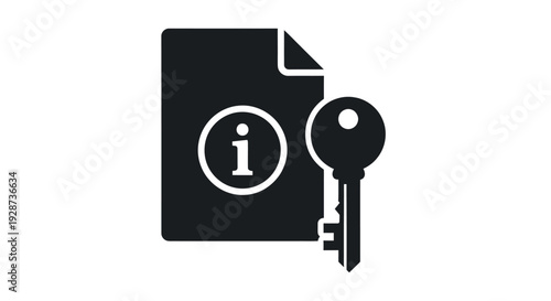 Informational document icon with key symbol representing security and access.