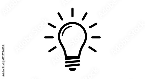 Minimal black light bulb icon representing a bright idea in vector illustration.
