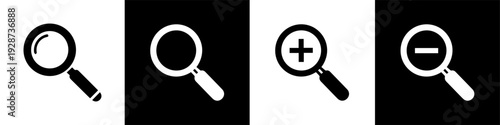 Magnifying Glass Icon Set for Search Engine Discovery Zoom Analysis and E-commerce Navigation Interface