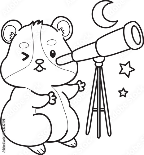 Coloring pages of Cute set of hamster sticker with activity.  Outline of hamster 