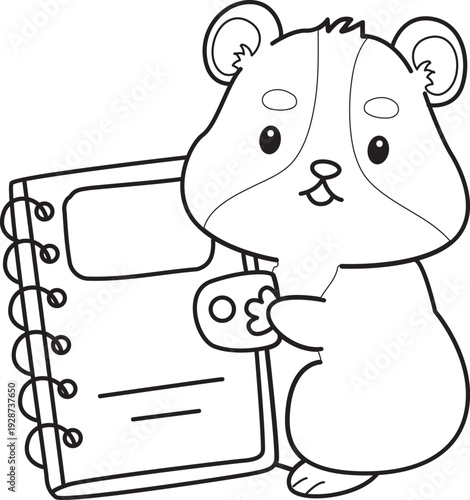 Coloring pages of Cute set of hamster sticker with activity.  Outline of hamster 