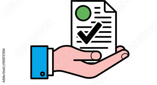 Hand Holding Certificate and Checklist Document Symbolizing Approval and Compliance in a Business Context.