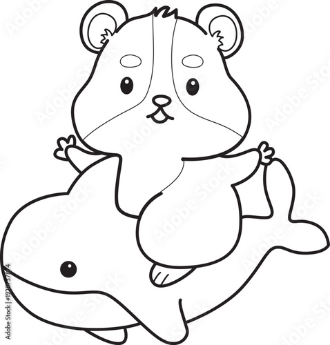 Coloring pages of Cute set of hamster sticker with activity.  Outline of hamster 