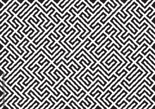 black grey maze seamless pattern background vector design