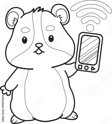 Coloring pages of Cute set of hamster sticker with activity.  Outline of hamster 
