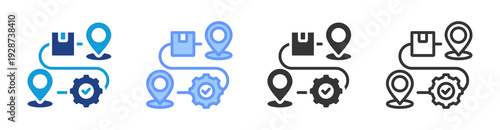 Route Optimization icon set multiple style collection