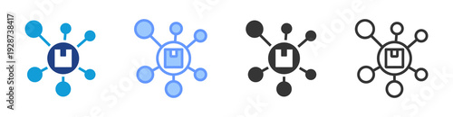 Hub And Spoke Model icon set multiple style collection