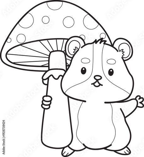 Coloring pages of Cute set of hamster sticker with activity.  Outline of hamster 