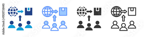 Third Party Logistics icon set multiple style collection