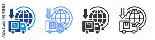 Import Distribution icon set multiple style collection