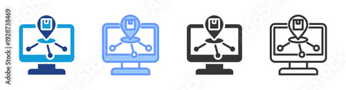 Digital Distribution icon set multiple style collection