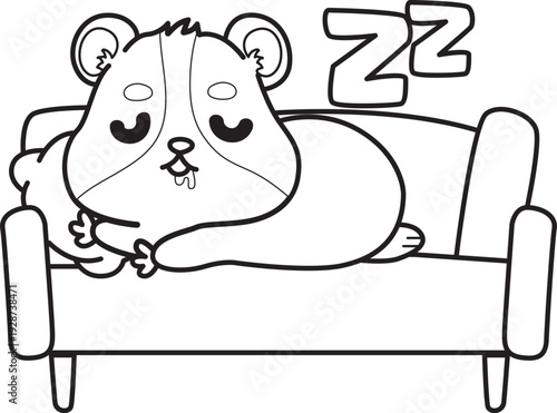 Coloring pages of Cute set of hamster sticker with activity.  Outline of hamster 