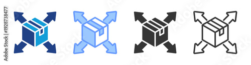 Decentralized Distribution icon set multiple style collection