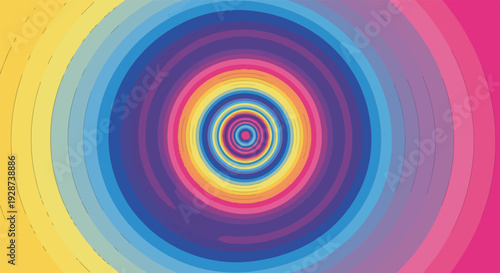 Concentric circles of bold colors arranged in a dynamic, hypnotic spiral