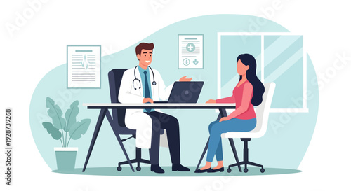 Doctor and Patient Discussing Medical Records.