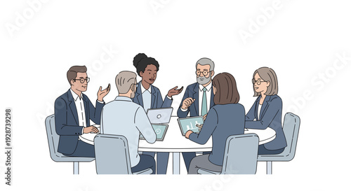 Business Professionals Discussing Around Table.