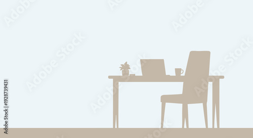 Simple Desk with Chair and Computer.