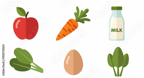 Colorful Fruits and Vegetables with Dairy Products for Healthy Nutrition and Cuisine Ideas