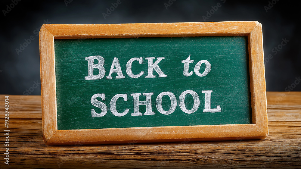 Fototapeta premium Back to school message on vintage green chalkboard