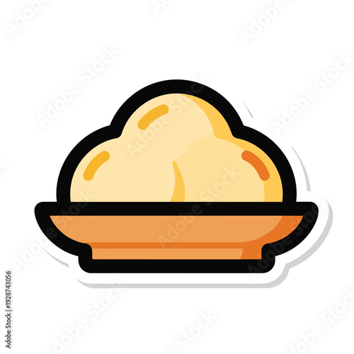 Delightful illustration of a creamy, fluffy food serving in an elegant bowl, evoking a sense of wholesome comfort and culinary satisfaction, ideal for diverse graphic design projects