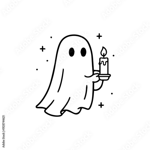 ghost holds a candle line icon vector
Vector line icon on a white background