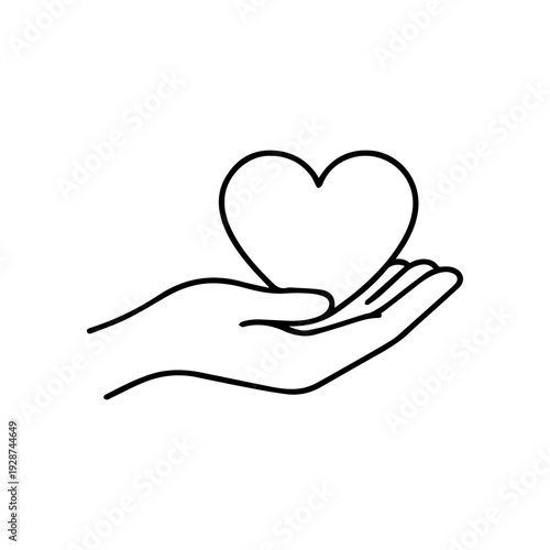 Hand holding heart line icon vector
Vector line icon on a white background