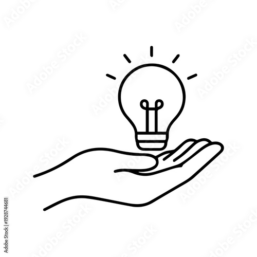 Hand holding a light bulb line icon vector
Vector line icon on a white background