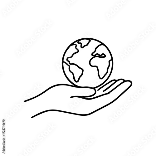 Hand holding the planet line icon vector
Vector line icon on a white background