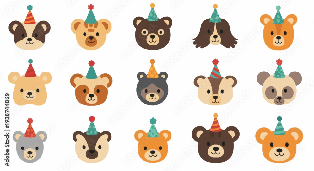 Obraz premium Cute and Playful Animal Party Faces for Children s Celebrations