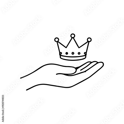 Hand holding a crown line icon vector
Vector line icon on a white background