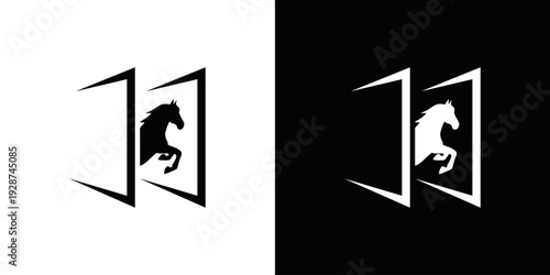 simple jumping horse logo vector
