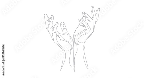 Elegant Line Art Drawing of Two Graceful Hands Reaching Upwards.