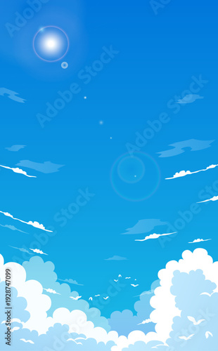 青空と入道雲のイラスト_縦