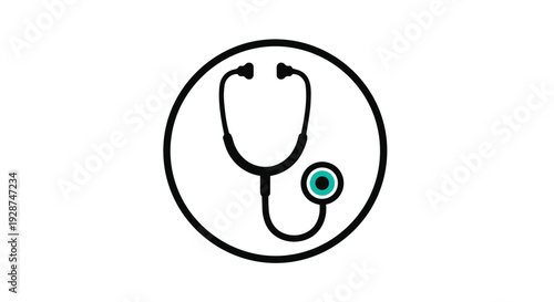 Stethoscope icon in a circle with green accent