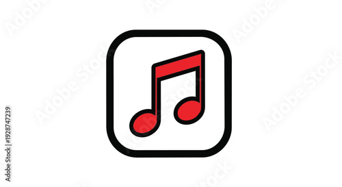 Red music note icon with black outline