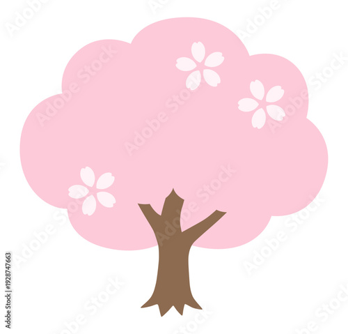 桜の木のベクターイラスト。春、さくら、花