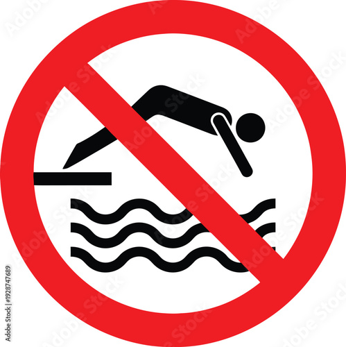 No diving prohibition sign