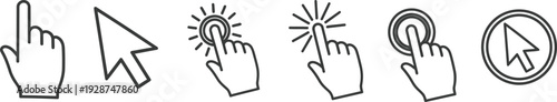 Hand cursor icons for digital interface clicks